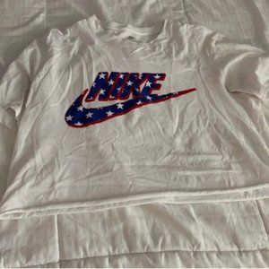 white nike crop top